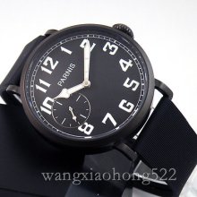 46mm Parnis Pvd Case Black Dial Manual Wind 6497 Mens Mechanical Watch 443