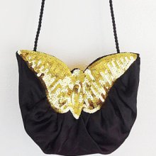 80s vtg DEADSTOCK sequin butterfly INDIA bag clutch gypsy purse