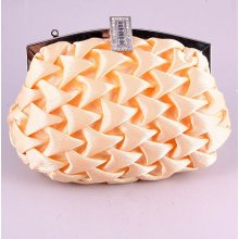 8262-LGD Light Cold Weave Pattern Evening Bag - Bright Yellow