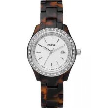 $85 Fossil Women's Mini Tortoise Resin Watch Es2680