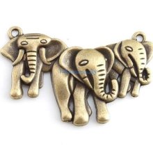 8x 143688 Elephants Vintage Bronze Alloy Jewelry Connector Pendants Fit Necklace