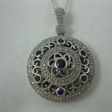 .925 Sterling Silver Blue Cz Pendant Necklace