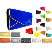 95v Womens Ladies Faux Suede Envelope Dressy Folded Clasp Prom Party Clutch Bag