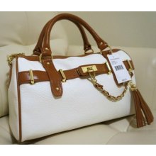 $98 Steve Madden White/cognac Satchel Bag