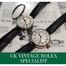 A Rare Pair Of Father & Son 9ct Gold Rolex Trench Watches