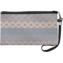 Abstract Blue and White Circles Bagettes Bag Wristlet Clutch