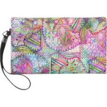 Abstract Girly Neon Rainbow Paisley Sketch Pattern Wristlet Purses