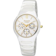 Accurist Mens Round White Multi Dial Ceramic Designer Watch â€“ Mb911w