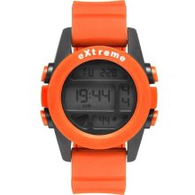 Addison Ross Unisex Quartz Watch With Lcd Dial Digital Display And Orange Silicone Strap Wa0504