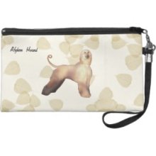 Afghan Hound Tan Leaves Motiff Wristlet Clutch