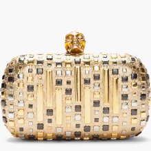 Alexander Mcqueen Gold Studded Classic Skull Box Clutch