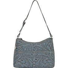 American West Denim Blue Tooled Handbag