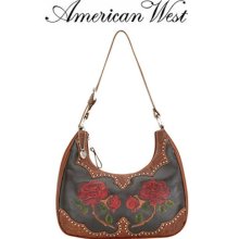 American West ROSES ARE RED Scoop Top Hobo 1915427 Womens