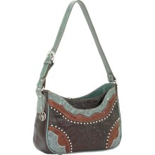 American West Shoulder Bag in Dark Chocolate/Turquoise