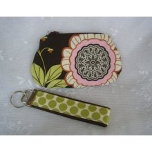 Amy Butler Lacework Brown Key Fob And Coin Pouch Set