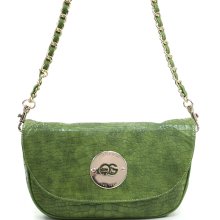 Anais Gvani Â® Women's Small Croco Shoulder Bag with Chain-Twined Straps - Green