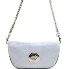 Anais Gvani Â® Women's Small Croco Shoulder Bag with Chain-Twined Straps - White/Beige