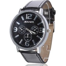 Analog Unisex PU Quartz Wrist Watch (Black)