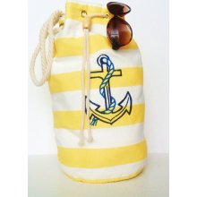 Anchor Tote Yellow Stripe, Large Anchor Tote, Yellow Stripe Beach Bag