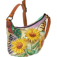 Anuschka Medium Hobo - Sunflower Safari Sunflower Safari