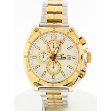 Aqua Master Men's W328-5 Two-tone Stainless Steel White Chronograph Dial Watch