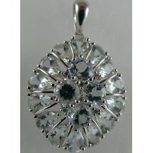 Aquamarine 6.13ct Pendant 14k White Gold & Diamonds 0.04ct