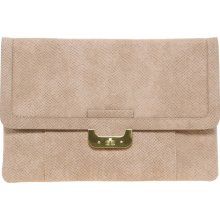 ASOS Chunky Lock Portfolio Clutch Bag Nude snake