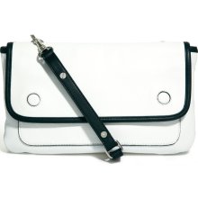 ASOS Premium Leather Across Body Bag With Double Compartment White