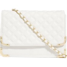 ASOS Quilted Metal Corner Across Body Bag White