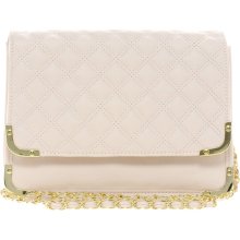 ASOS Quilted Metal Corner Across Body Bag Nude