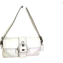 Auth Coach Soho Flap Shoulder Bag Leather White 8a05(bf045370)