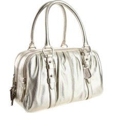 Authentic Cole Haan Cornelia Triple Zip Satchel - White \ Gold -