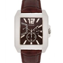 Authentic Guess Men Brown Leather Classic Watch U13537g2 ,