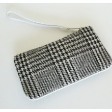 Authentic Marc Jacobs Black & White Plaid Wool Wristlet