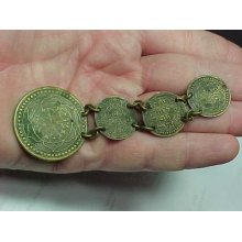 Awesome Chinese Japanese Coin Medal Pocket Watch Chain Vintage (12h1)