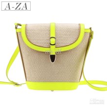 Aza 2013 Summer Women's Handbag Neon Color Straw Braid Bucket Bag Me