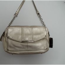 B.makowsky Champagne Leather Shoulder Handbag