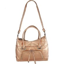 B. Makowsky Glove Leather Zip Top Satchel - Rose Gold - One Size