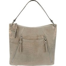 B. Makowsky Sun Washed Croco Embossed Leather Hobo Bag - Metallic Clay - One Size