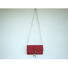 Bag, Clutch, Shoulder Bag, red, Linen, Cotton