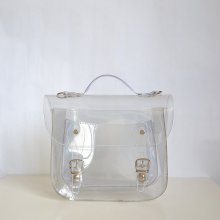 Bag number 3 Clear transparent plastic satchel shoulder strap (Handmade to order)