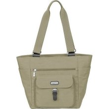 baggallini Crinkle Nylon Town Tote Bagg - Khaki/Blue - One Size