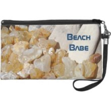 Beach Babe Wristlet purse clutch Agates Fossils