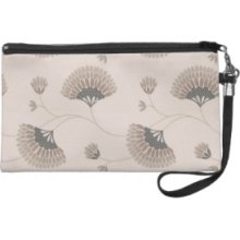 Beautiful Brown Floral Fans Vintage Wallpaper Wristlet