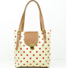 Beige Faux Leather Dots Printed Sweet Handbag-One-size Beige