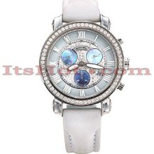 Benny Co Women Fine Belgian Cut Diamond Watch 1.5ct Dial W 3 Mop Subdials White