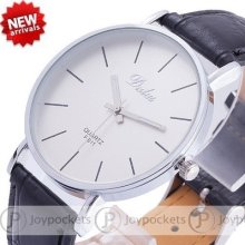 Best Concise Vintage Dial Men Quartz Wrist Watch Analog Thin Leather Clock Mp254