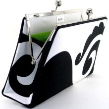 Black and White Clutch Handbag - Ocean Wave with silk lining - by Bagboy