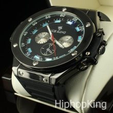 Black Designer Sporty Rare Look Man Watch Led Flash Light Quartz Movement