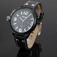 Black Dial Unusual Quartz Men's Watch Crown Protector For Left-hander Lefty